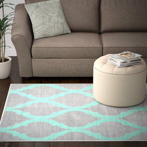 Amazon Brand – Ravenna Home Prospect Rug, 5'W x 7'6"L, Moroccan Lattice Design, Grey and Teal
