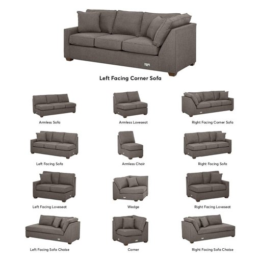 Amazon Brand – Stone & Beam Bagley Sectional Component, Left-Facing Corner Sofa, Fabric, 90"W, Stone