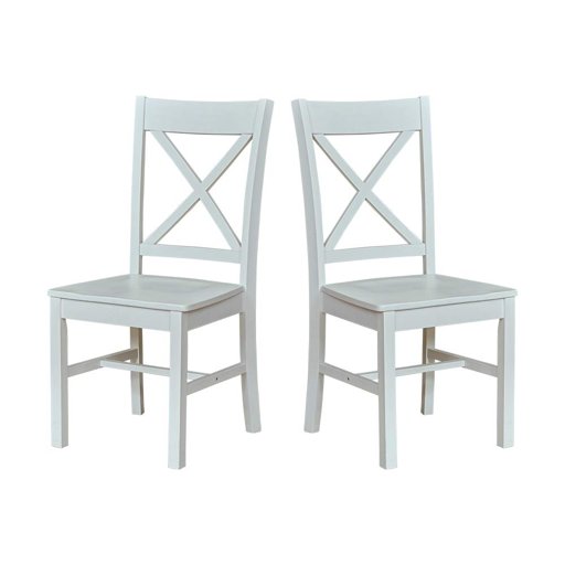 Amazon Brand – Ravenna Home Solid Pine Dining Chair with Cutout Back, 38"H, White Finish, Set of 2