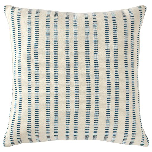 Amazon Brand – Stone & Beam French Laundry Stripe Decorative Throw Pillow, 17" x 17", Ivory, Turquoise
