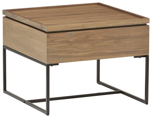 Amazon Brand – Rivet Axel Lift-Up Storage Wood and Metal Side End Table, Walnut and Black
