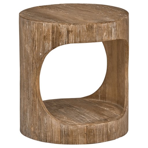 Amazon Brand – Stone & Beam Miramar Elm Wood Cutout Side End Table, 19.7"D, Natural
