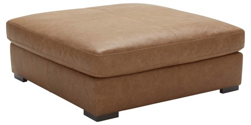 Amazon Brand – Stone & Beam Lauren Down Filled Oversized Leather Ottoman with Hardwood Frame, 46.5"W, Cognac