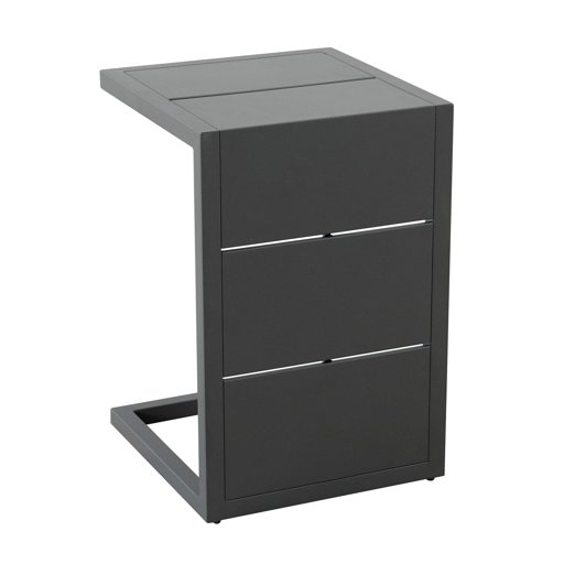 Amazon Brand - Ravenna Home Archer Outdoor Patio C-Shaped Steel Side Table with Panel Top, 16.54"W, Gray