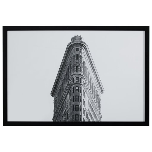 Amazon Brand – Stone & Beam Modern Black and White Photo of Flatiron Building, Black Frame, 38" x 26"