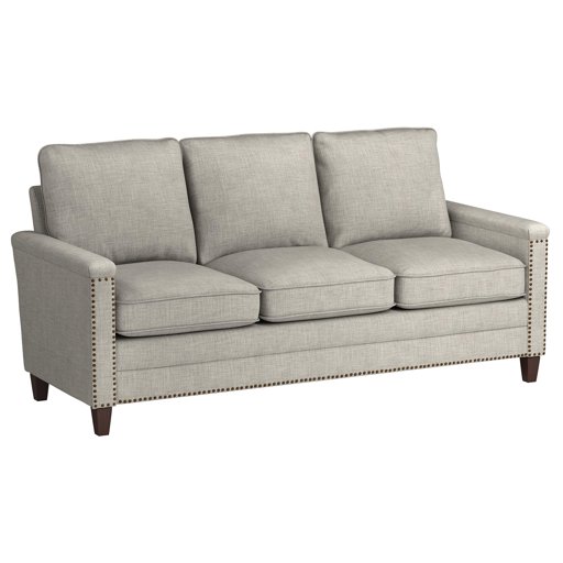 Amazon Brand – Ravenna Home Raymond Casual Nailhead Trim Sofa, 76"W, Light Grey
