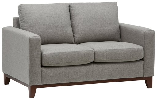 Amazon Brand – Rivet North End Modern Wood Accent Loveseat Sofa Couch, 58.7"W, Grey Weave