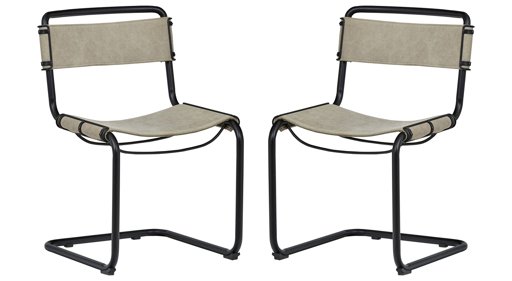 Amazon Brand – Rivet Mid-Century Industrial Canvas Set of 2 Dining Room Kitchen Chairs, 31.5 Inch Height, Grey