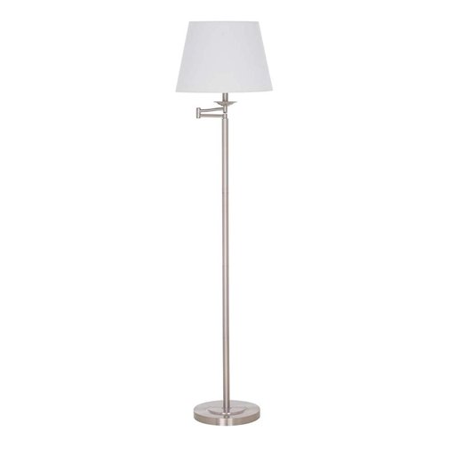 Amazon Brand – Ravenna Home Swing Arm Living Room Floor Lamp With LED Light Bulb - 58 Inches, Brushed Steel