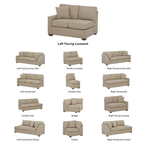 Amazon Brand – Stone & Beam Bagley Sectional Component, Left-Facing Loveseat, Fabric, 52"W, Dove