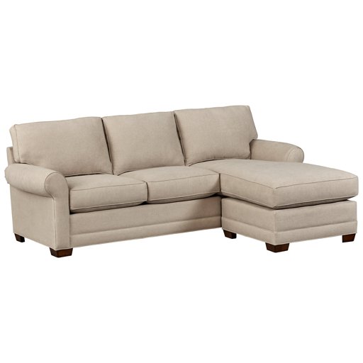 Amazon Brand – Stone & Beam Kristin Round Arm Performance Fabric Reversible Chaise Sofa Couch, 96.5"W, Sand