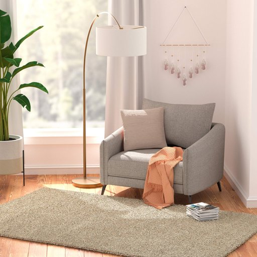 Amazon Basics Modern Plush Standard-Pile Shag Area Rug - 5x8 (4'11" x 7'8"), Beige