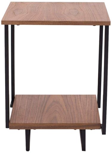 Amazon Brand - Rivet End/Side Table with 2 Shelves, 40 x 40 x 54cm, MDF with Walnut Veneer/Black Metal Frame