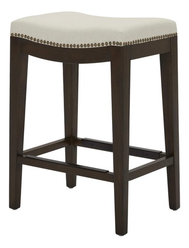Amazon Brand – Stone & Beam Elden Nailhead-Trim Saddle Kitchen Counter Height Backless Stool, 26"H, Chalk