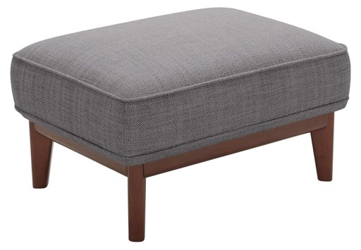 Amazon Brand – Stone & Beam Hillman Mid-Century Ottoman with Wood Base and Legs, 30"W, Fog Gray