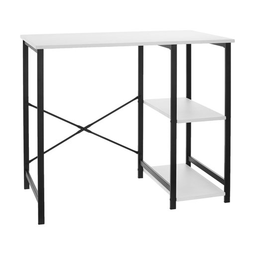 AmazonBasics Classic, Home Office Computer Desk With Shelves, White