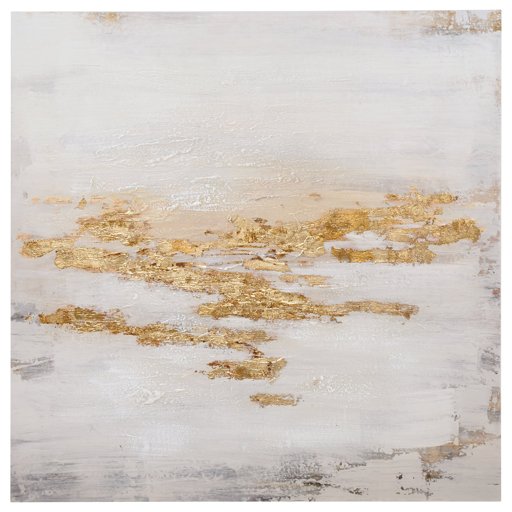 Amazon Brand – Rivet Abstract Gold and White Flecks Painting on Canvas Wall Art Decor, 24" x 24"