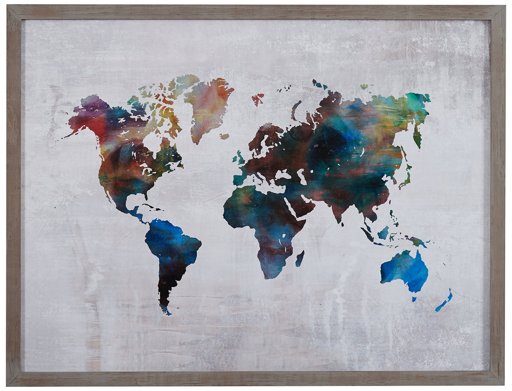 Amazon Brand – Rivet Multi-Colored World Map Print Wall Art in Gray Wood Frame, 20.5" x 16.5"
