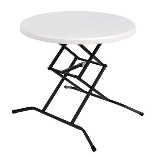 AmazonCommercial 32 inch Height Adjustable Round Table, 32inch, White Granite