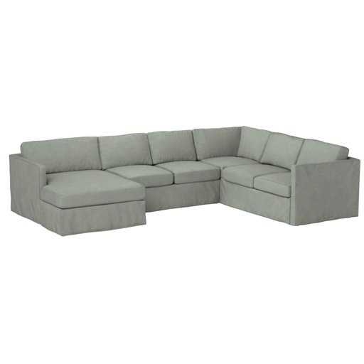 Amazon Brand – Stone & Beam Andover Slipcover Right-Facing U-Shaped Sectional, 134"W, Spa-Colored Fabric