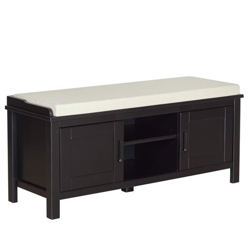 Amazon Brand – Ravenna Home Classic Solid Pine Storage Bench, 45"W, Black Finish