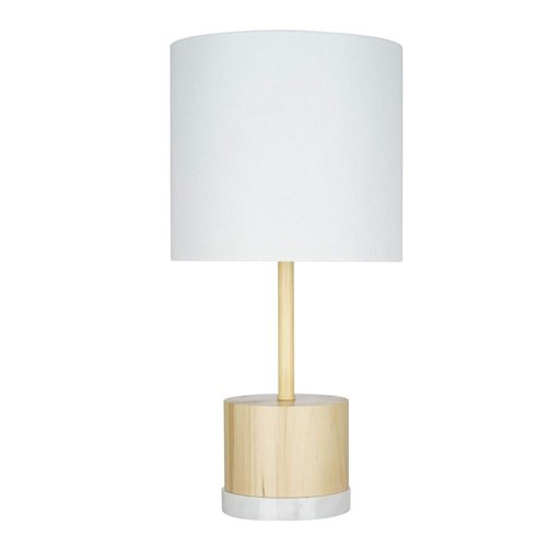 Amazon Brand – Rivet Scandinavian Real Blond-Wood Table Lamp with Marble Bottom, LED Bulb Included, 18.5"H, Beige