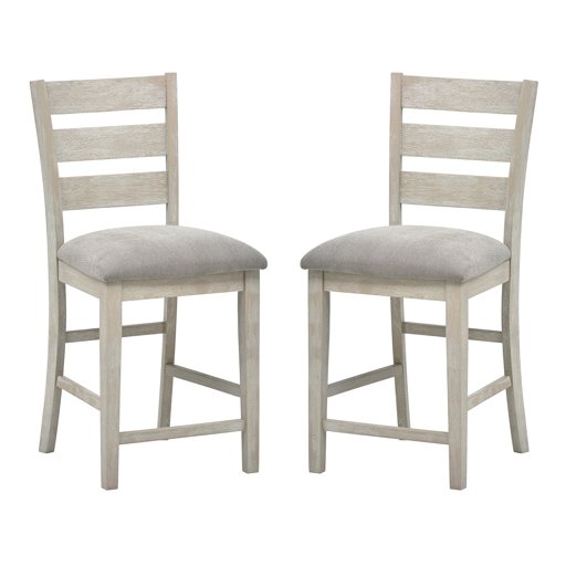 Amazon Brand – Stone & Beam Modern Farmhouse Kitchen Counter-Height Wood Stools, Set of 2, 40.5"H, Distressed Grey
