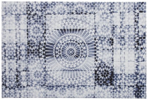 Amazon Brand – Stone & Beam Contemporary Blue and White Mandala Print Wall Art on Canvas, 24" x 16"