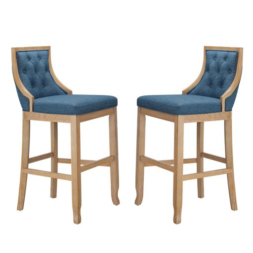 Amazon Brand – Stone & Beam Classic Tufted Barstool, Set of 2, 44"H, Navy