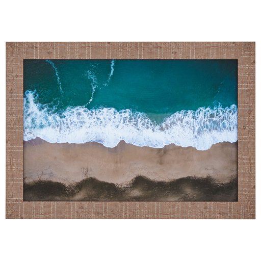 Amazon Brand – Rivet Modern Hawaiian Waves Print, Wood-Tone Frame, 30" x 42"