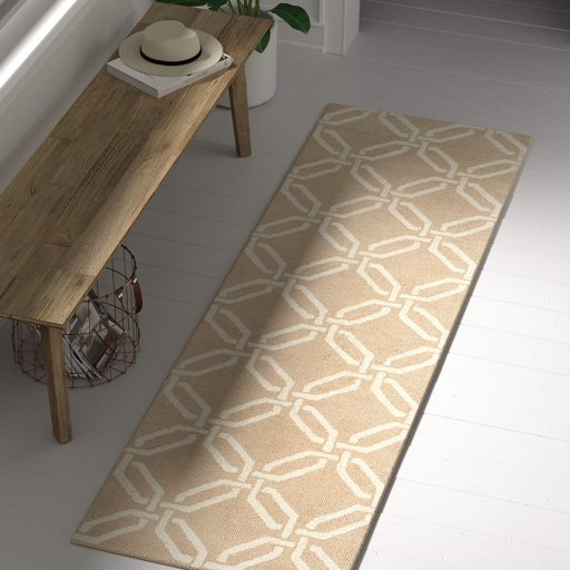 Amazon Brand – Stone & Beam Contemporary Interlocking Rings Wool Runner Rug, 2' 3" x 7' 6", Beige