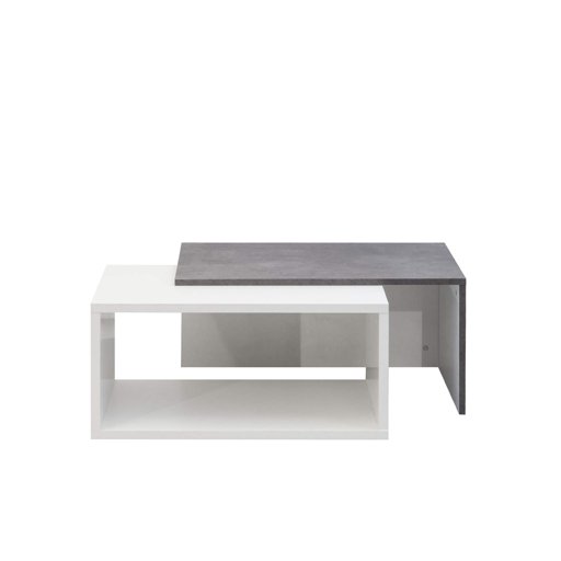 Movian Turia - Mesa de centro,110 x 70 x 73 cm (largo x ancho x alto), blanco y efecto hormigón