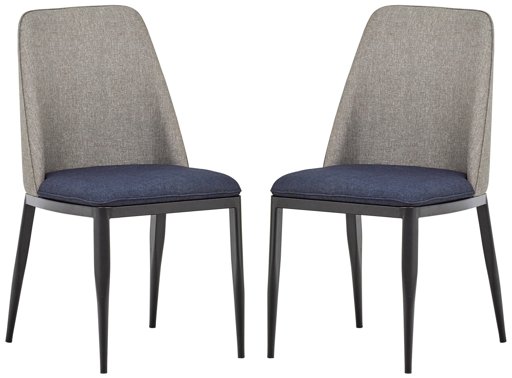 Amazon Brand – Rivet Roger Set of 2 Mid-Century Modern 2-Tone Accent Dining Room Kitchen Chairs, 34.8 Inch Height, Grey and Navy Blue