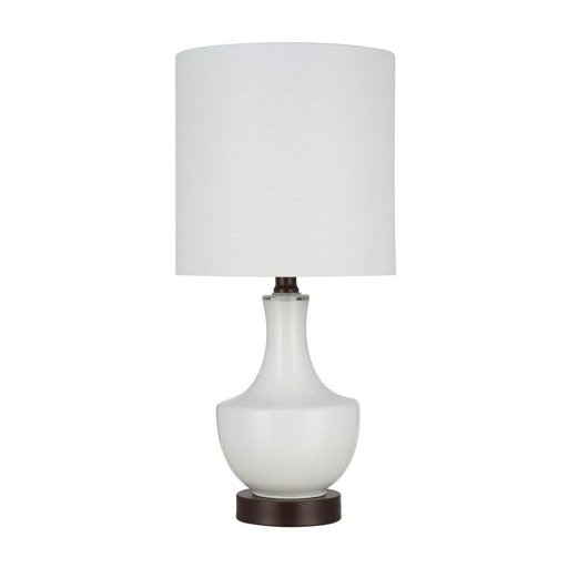Amazon Brand – Stone & Beam Contemporary Curved Glass Table Lamp, LED Bulb Included, 19.25"H, White