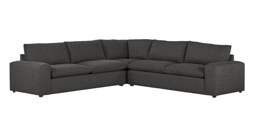 Amazon Brand – Stone & Beam Hoffman Down-Filled Performance Living Room Sectional Sofa Couch, 127"W, Dark Grey Tweed