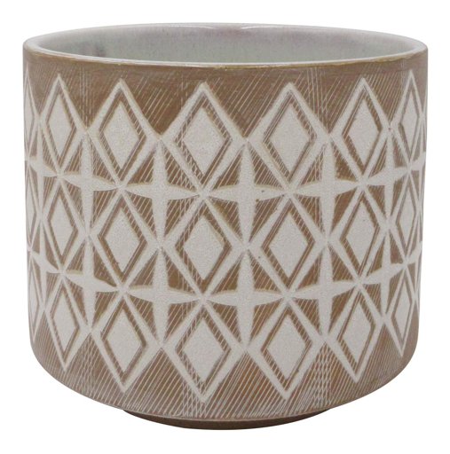 Amazon Brand – Rivet Geometric Ceramic Planter, 6.5"H, Prairie Sand