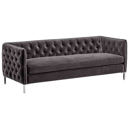 Amazon Brand – Rivet Eva Mid-Century Modern Tufted Velvet Down-Filled Sectional Sofa Couch, 87"W, Pewter