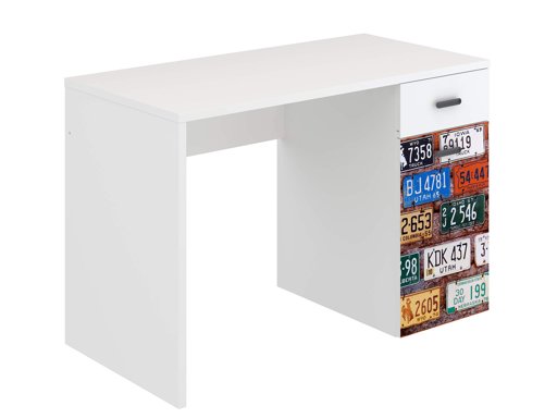 Amazon Brand - Movian Aveyron 1-Drawer 1-Door Desk, 55 x 110 x 73.5cm, White & Print