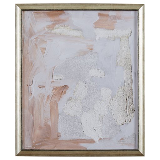 Amazon Brand – Stone & Beam Modern Abstract Pale Rose and White Textured Print Wall Art, in Gold Frame, 22" x 26"
