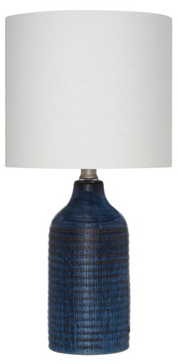 Amazon Brand – Stone & Beam Glazed Ceramic Table Lamp, 19"H, Dark Blue