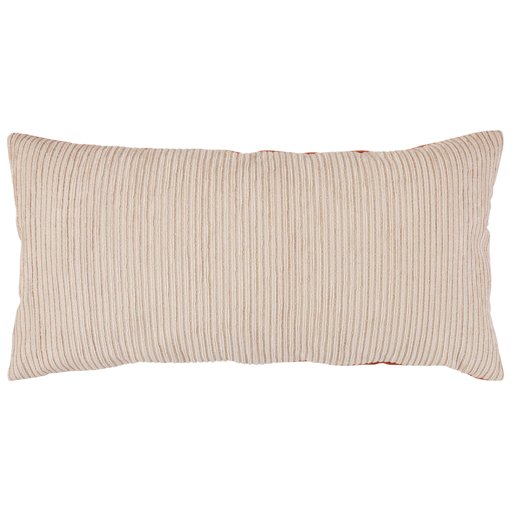 Amazon Brand – Rivet Contemporary Corduroy & Velvet Throw Pillow, 24"W x 12"H, Blush / Coral