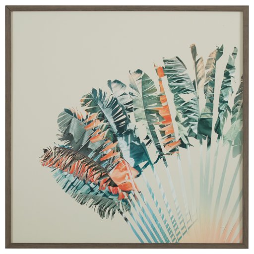 Amazon Brand – Stone & Beam Modern Turquoise and Orange Palm Print in Gray Frame Wall Art, 30" x 30"