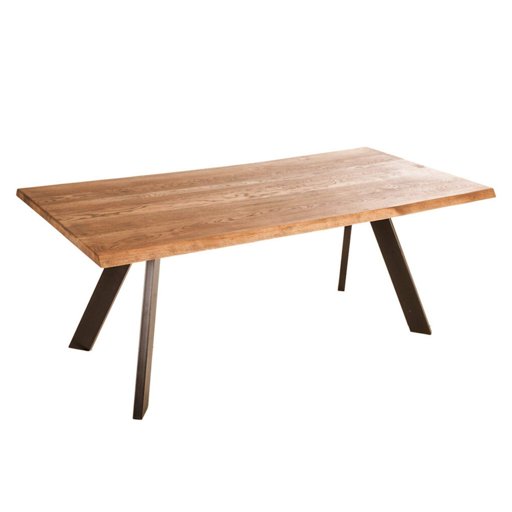Marca Amazon - Alkove - Hayes - Mesa de madera maciza con patas metálicas en forma de A (180 cm, roble salvaje)