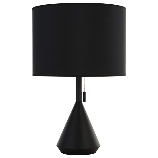 Amazon Brand – Rivet Modern Pull Chain Switch for Each Socket Table Lamp with Bulb, 22.8"H, Matte Black