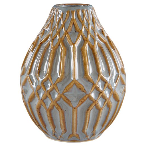 Amazon Brand – Stone & Beam Modern Ceramic Home Decor Flower Vase With Geometric Pattern - 4 Inch, Brown and Grey