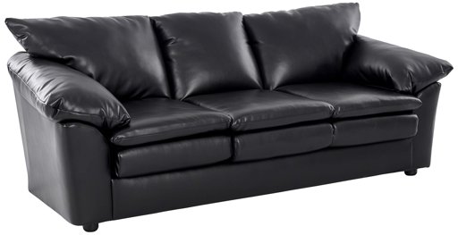Amazon Brand – Ravenna Home Darian Oversized Pillow Faux Leather Sofa, 92"W, Black