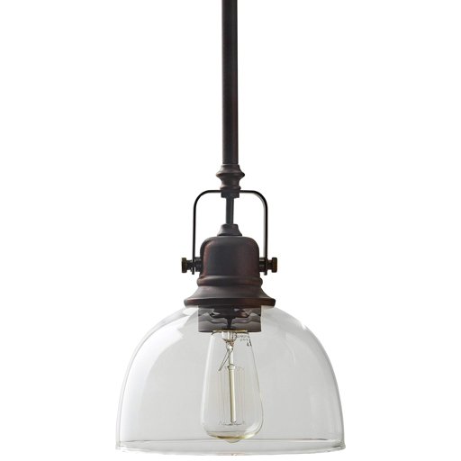 Amazon Brand – Stone & Beam Vintage Ceiling Pendant Lighting Fixtureand Clear Glass Shade - 7 x 7 x 17.25 Inches, 11.75 - 59.25 Inch Cord, Oil Rubbed Bronze