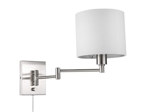 Amazon Brand - Ravenna Home Single-Light Plug-In Wall Sconce with White Linen Shade, LED Bulb Included, 12.6"H, Brushed Steel