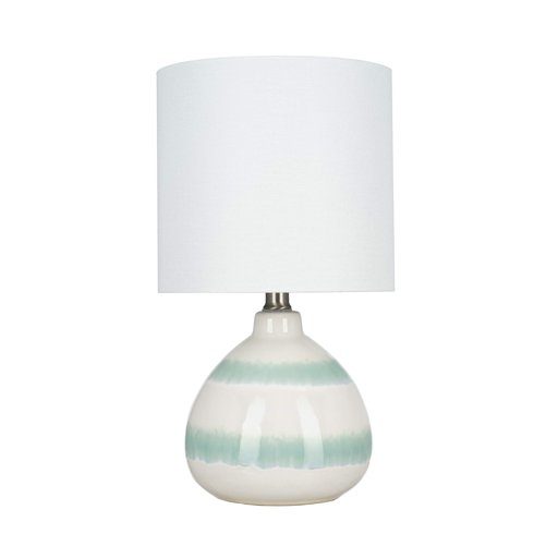 Amazon Brand – Stone & Beam Table Lamp, 16"H, White and Green Stripe