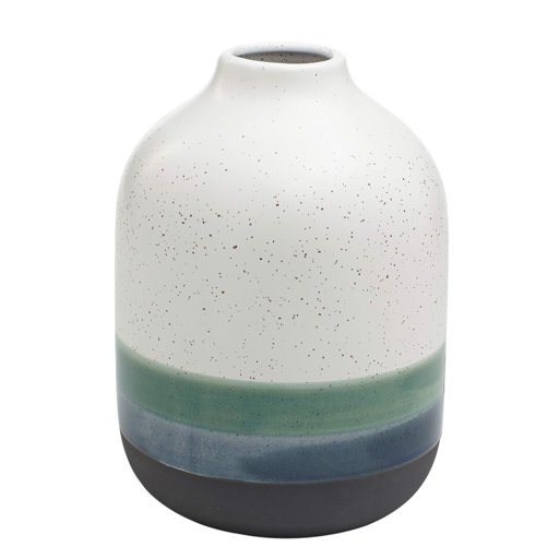 Amazon Brand – Rivet Westline Modern Indoor Outdoor Hand-Painted Stoneware Flower Vase, 9.5"H, Teal White Blue Black